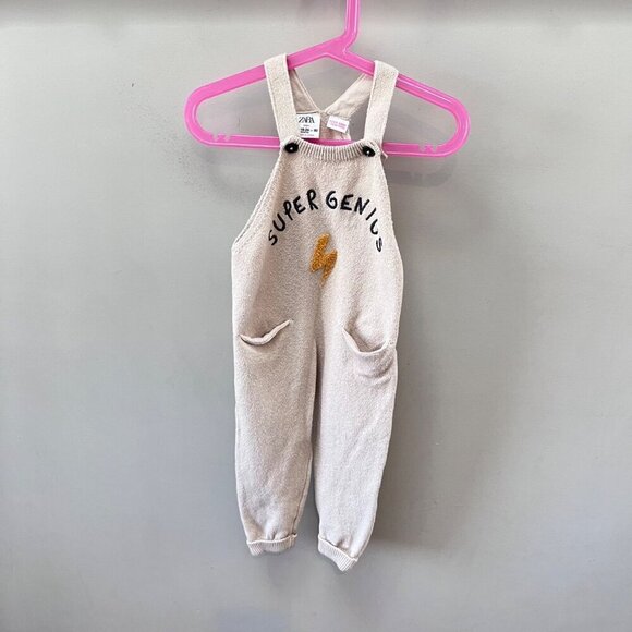 Zara Baby Boys‎ Super Genius Knit Overalls Romper- Size 18-24m - Picture 1 of 4
